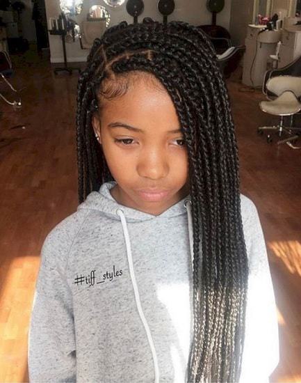 box braids with side part
