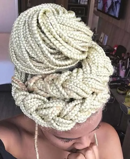 Double Crown Box Braids Updo