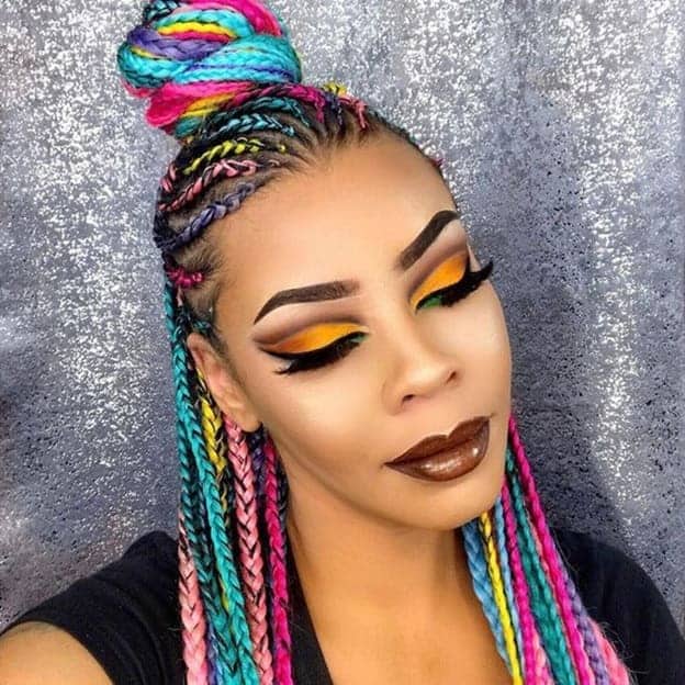 box braid updo with shaved sides