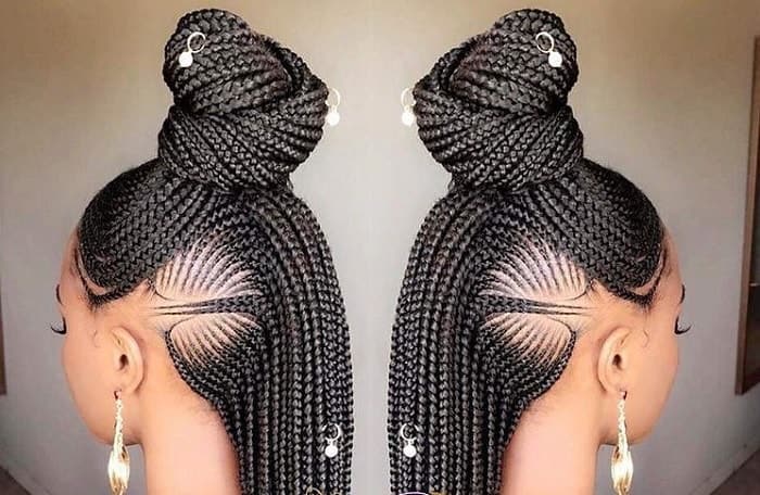 Patterned Half-Up with Box Braids