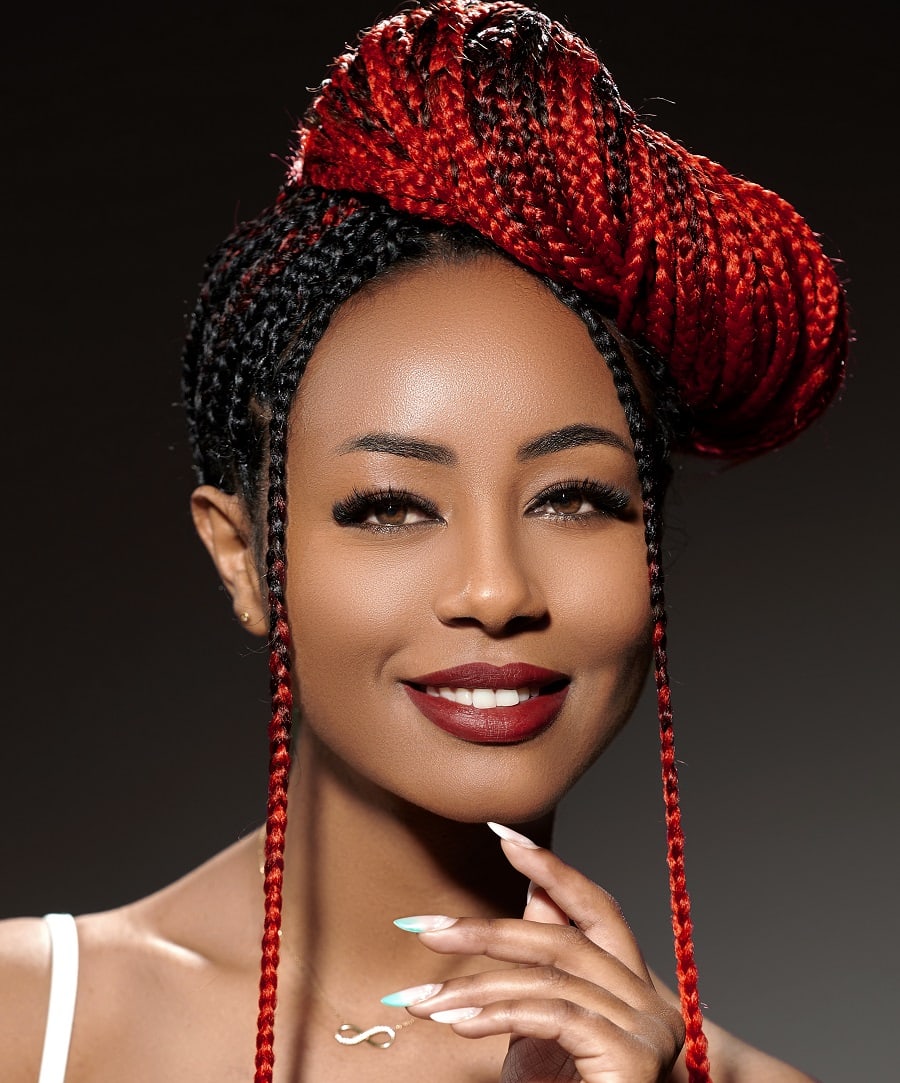 box braids updo for big forehead