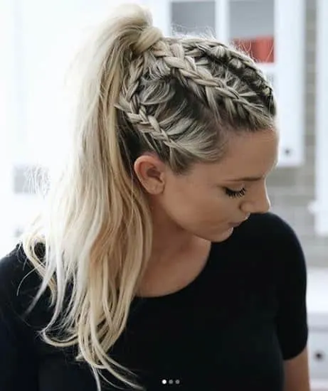 Boxer braid with ponytail