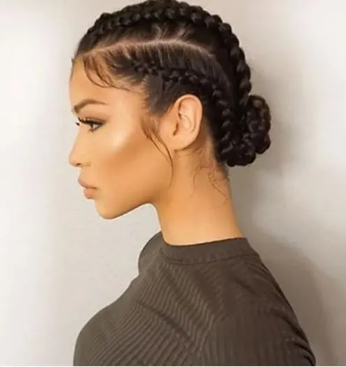 Boxer braid with bun