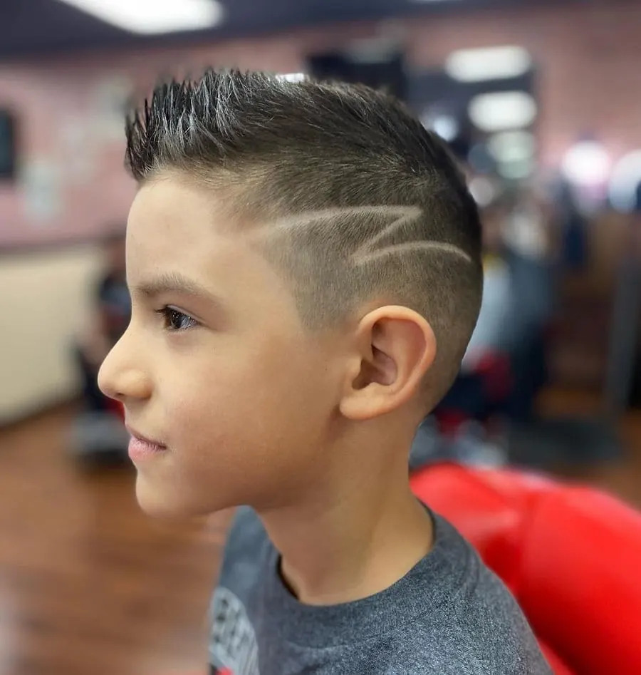 boys faux hawk with design