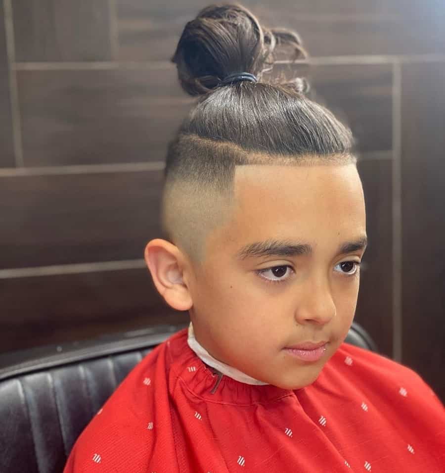 boys long top knot with short sides