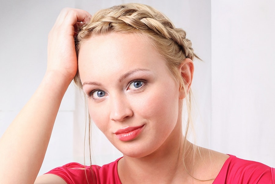 Braid hairstyle for women with a big forehead