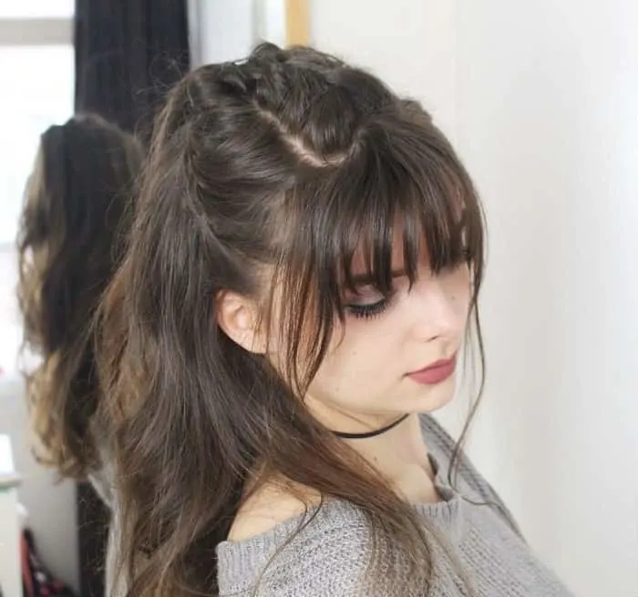 braid with bangs for thin hair