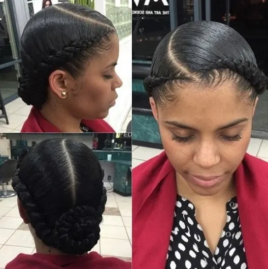 dutch braid with bun for black hair