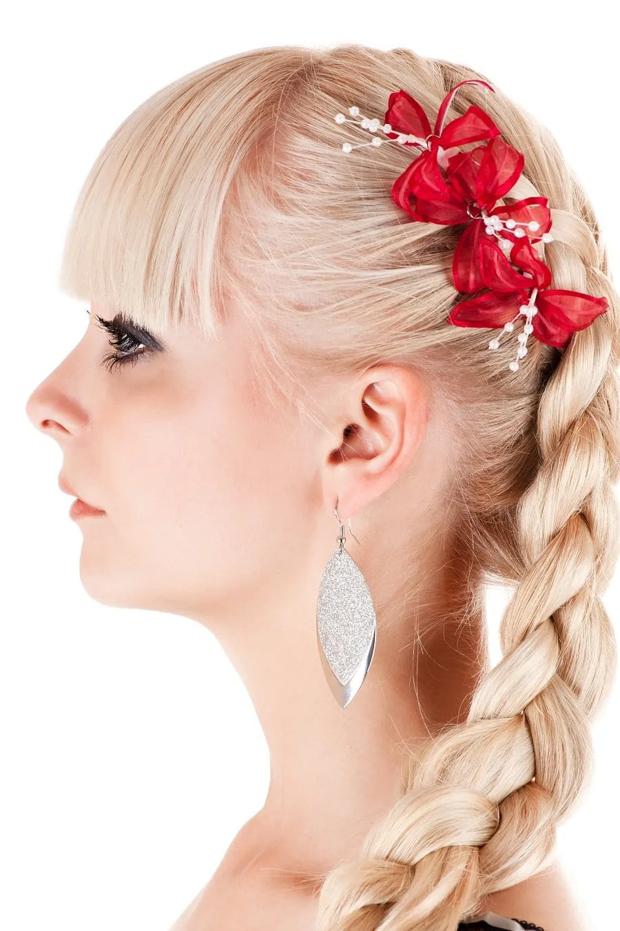 blonde braid with bangs