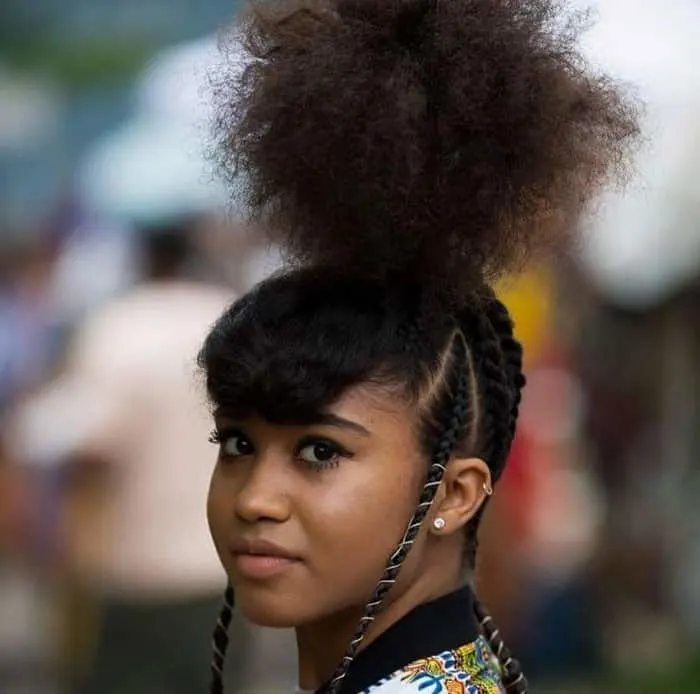 Curly Hair Braid with Bangs