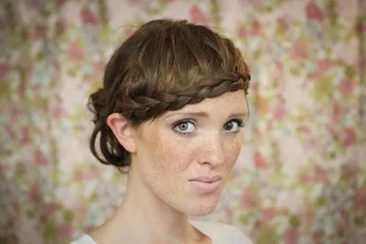 updo with braided bangs