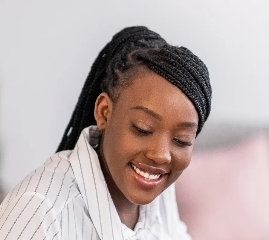 braided bangs with ponytail