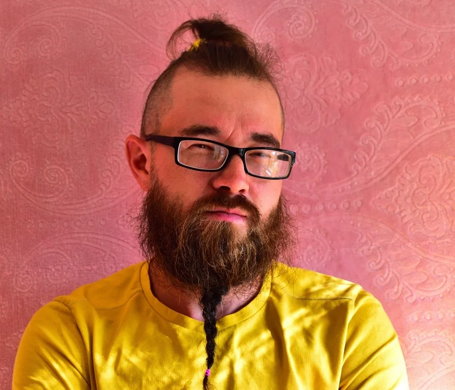 braided beard with glasses