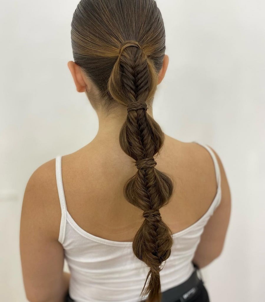 braided bubble ponytail