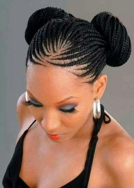 braided buns with black hair