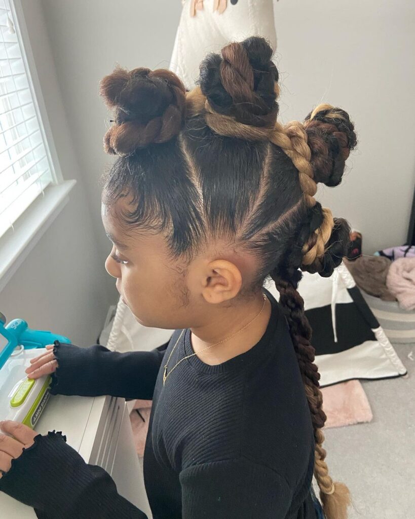 braided bun mohawk for little girl