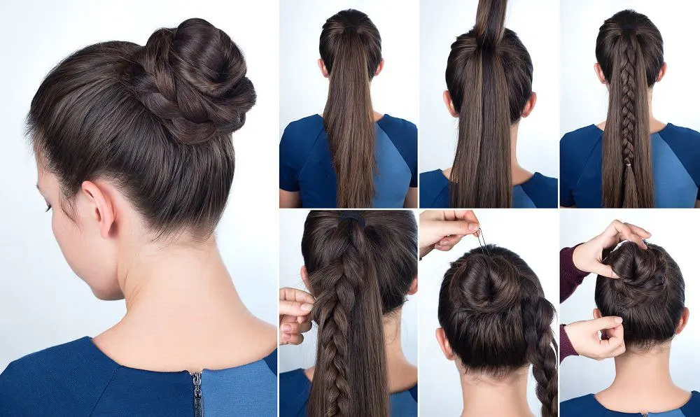 braided bun tutorial for long hair