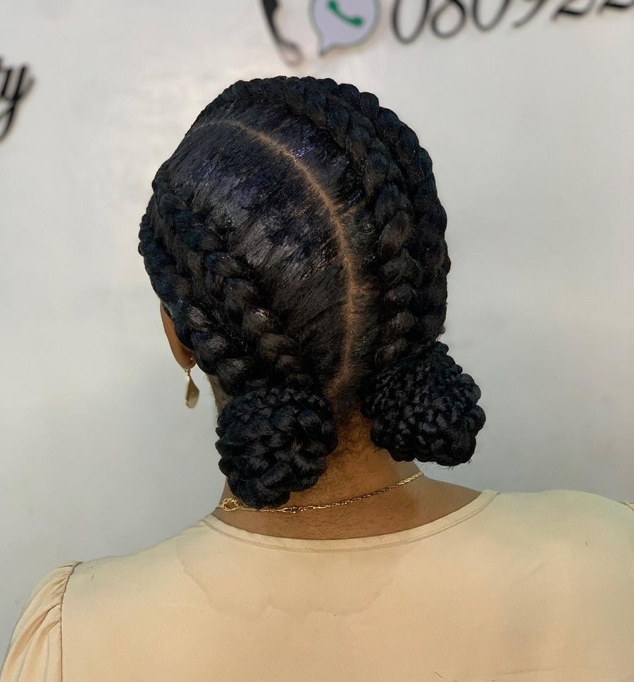 braided double bun for nigerian women