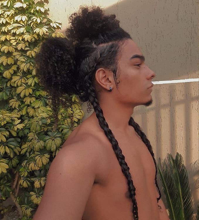 long braided hairstyle for black men