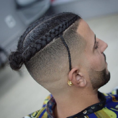 black men's hairstyle with braid