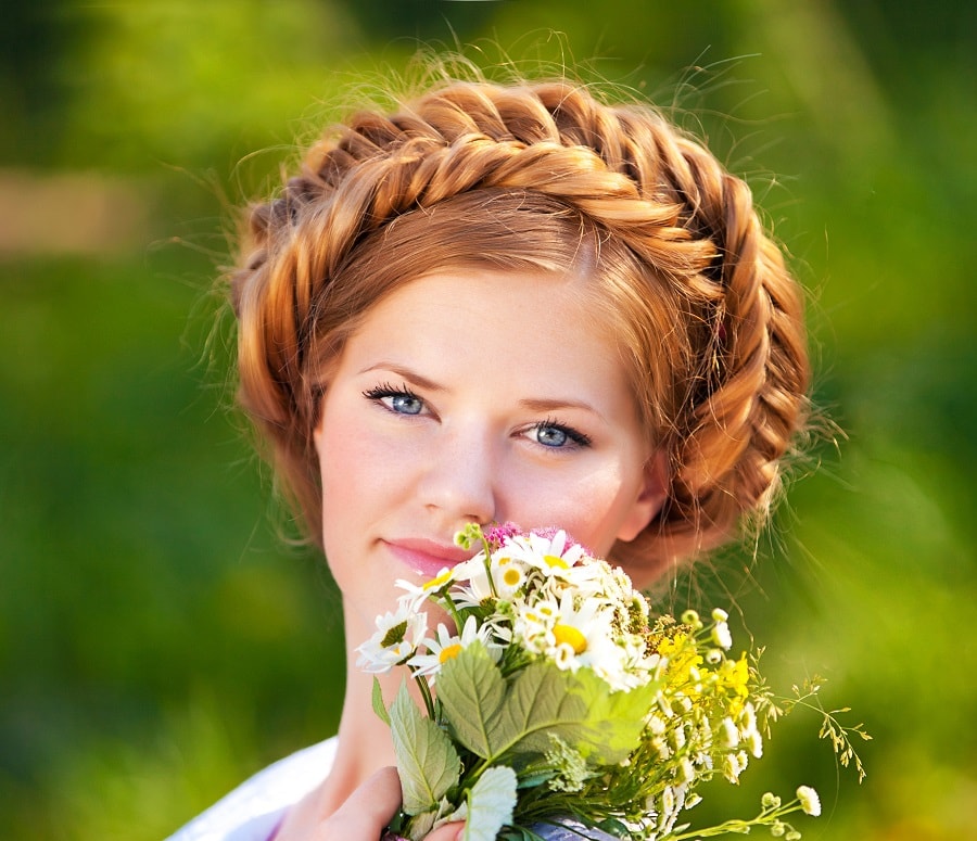 braided hairstyle for brides with red hair