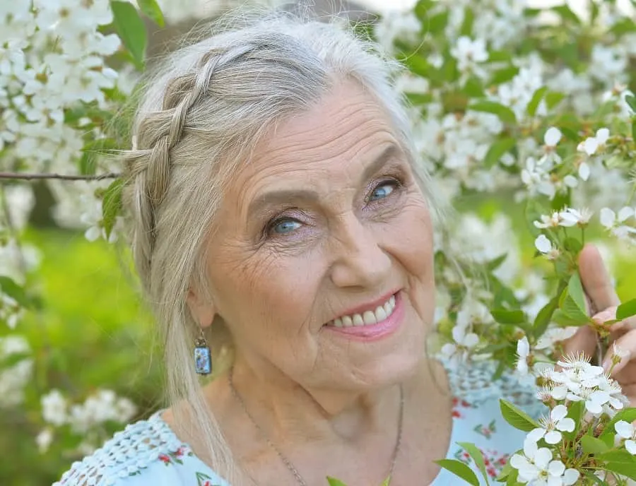braided hairstyle for over 60 with round face women