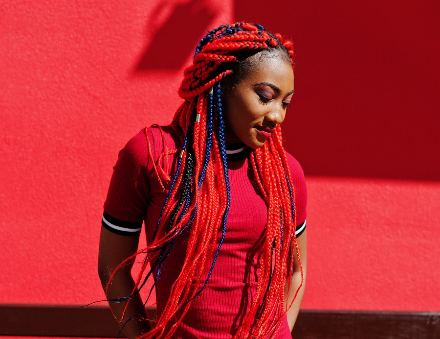 dyed braids for black girls
