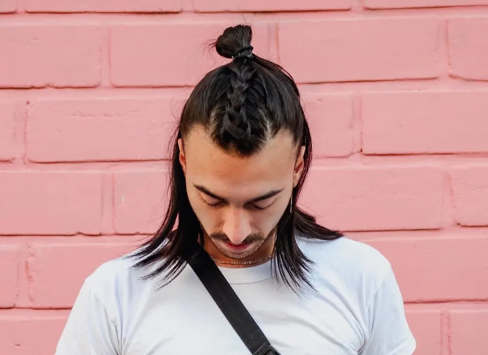 braided half up hairstyle for men