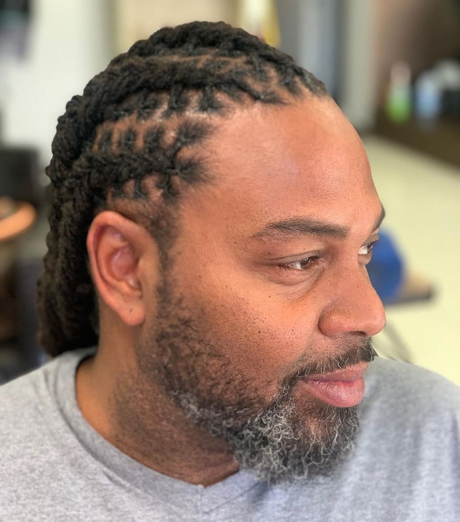 braided locs hairstyle for older black men