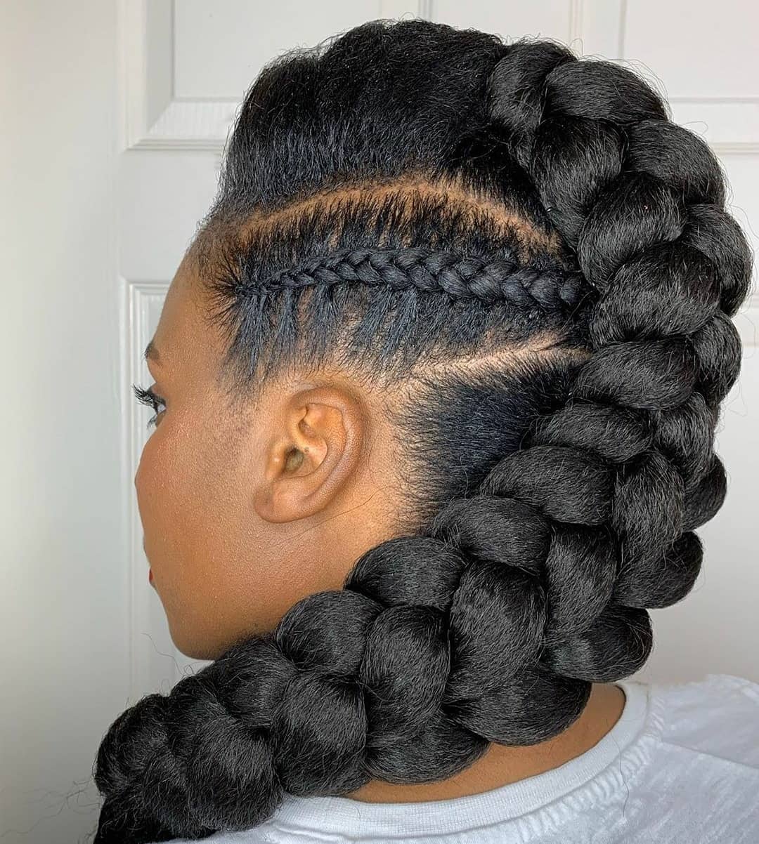 chunky mohawk braided hairstyle for black girls
