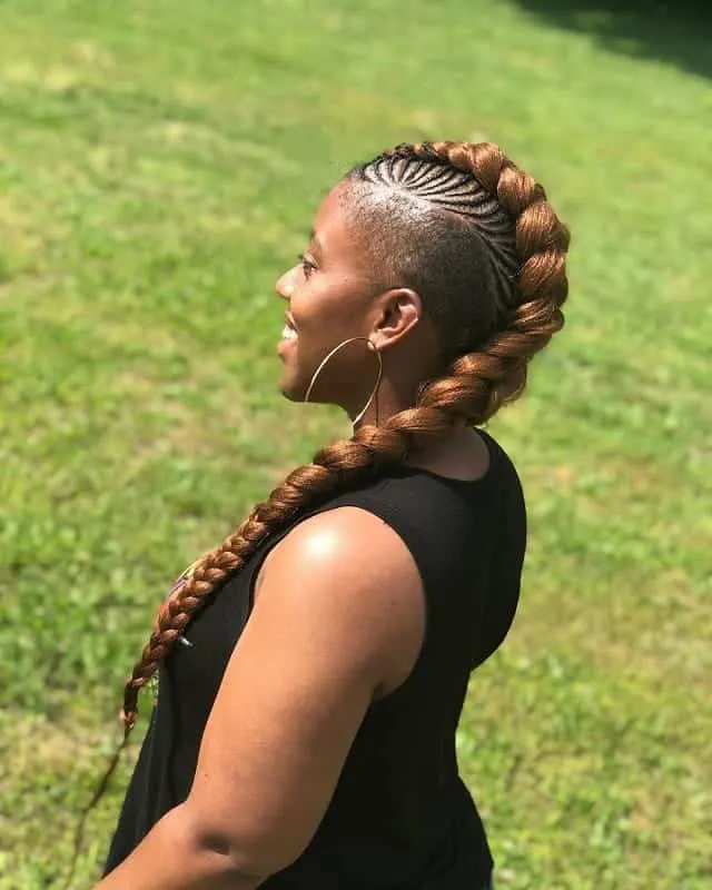undercut and mohawk braids with weave