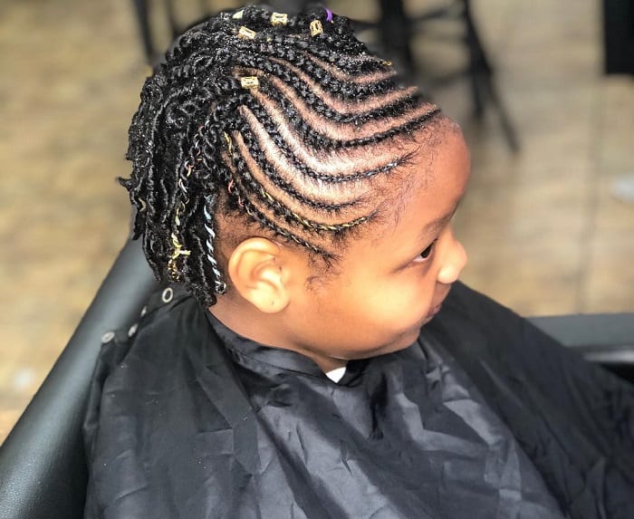 braided mohawk with beads for little girl