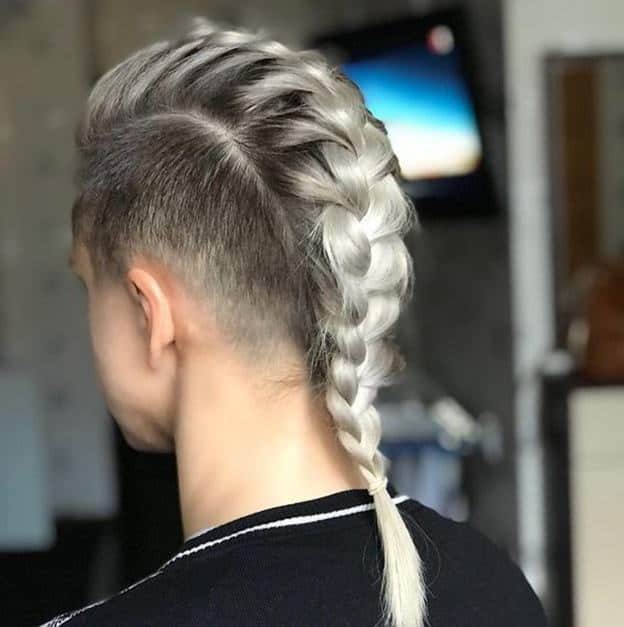 long braided mohawk with shaved sides