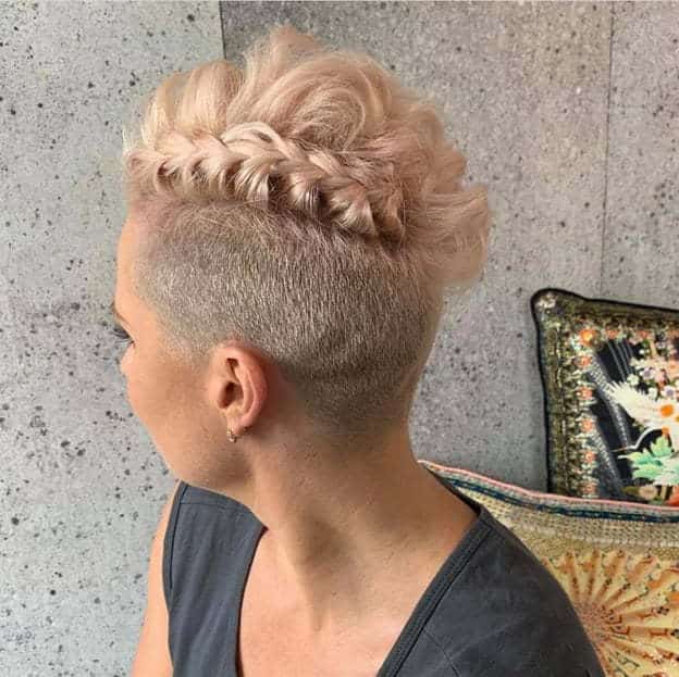Braided Mohawk with Shaved Sides for Blonde Hair