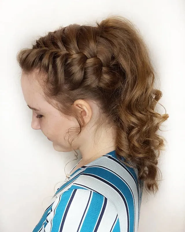 french braid with ponytail