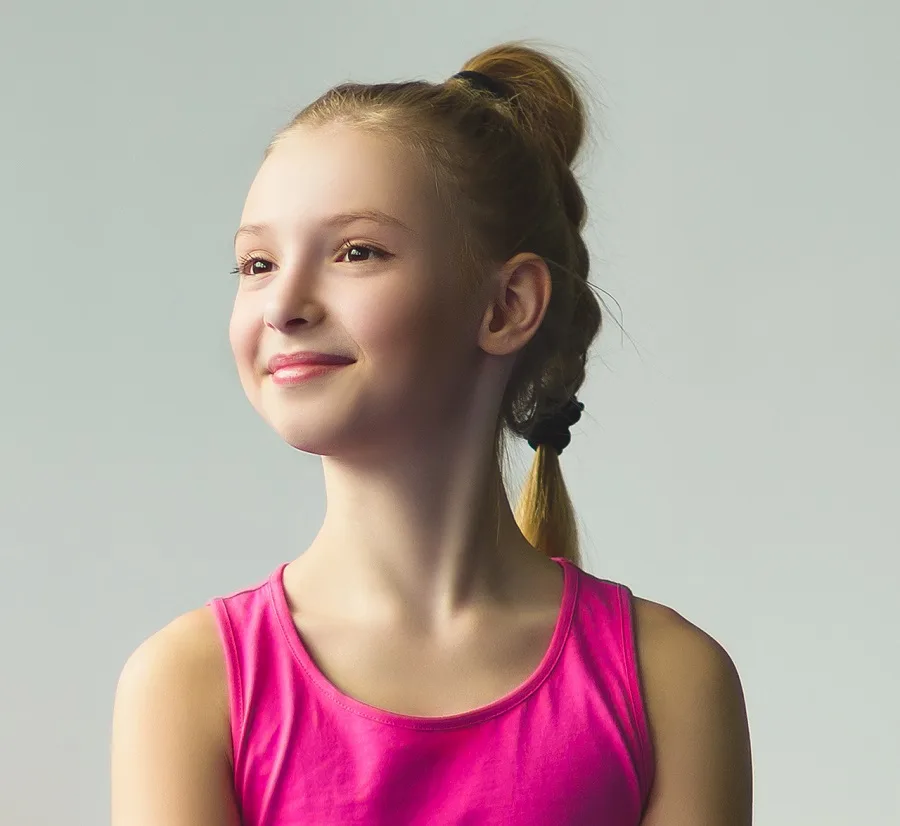 Braided ponytail for gymnastics