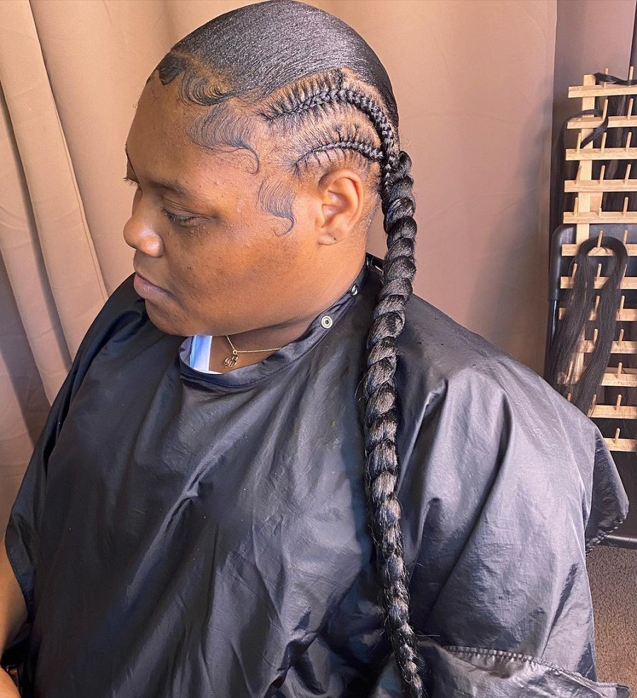 braided ponytail with side cornrows