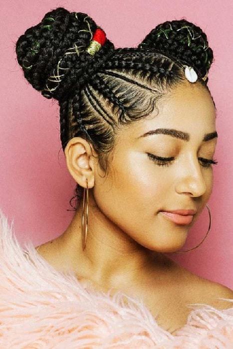 box braided space buns for women