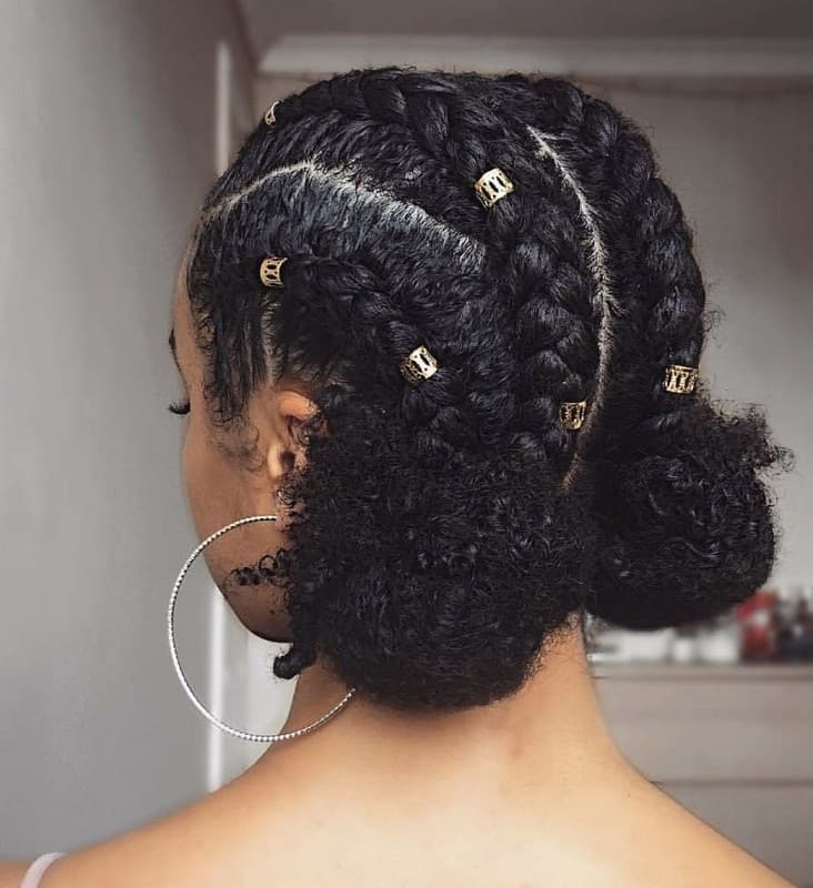 braided space buns for black hair