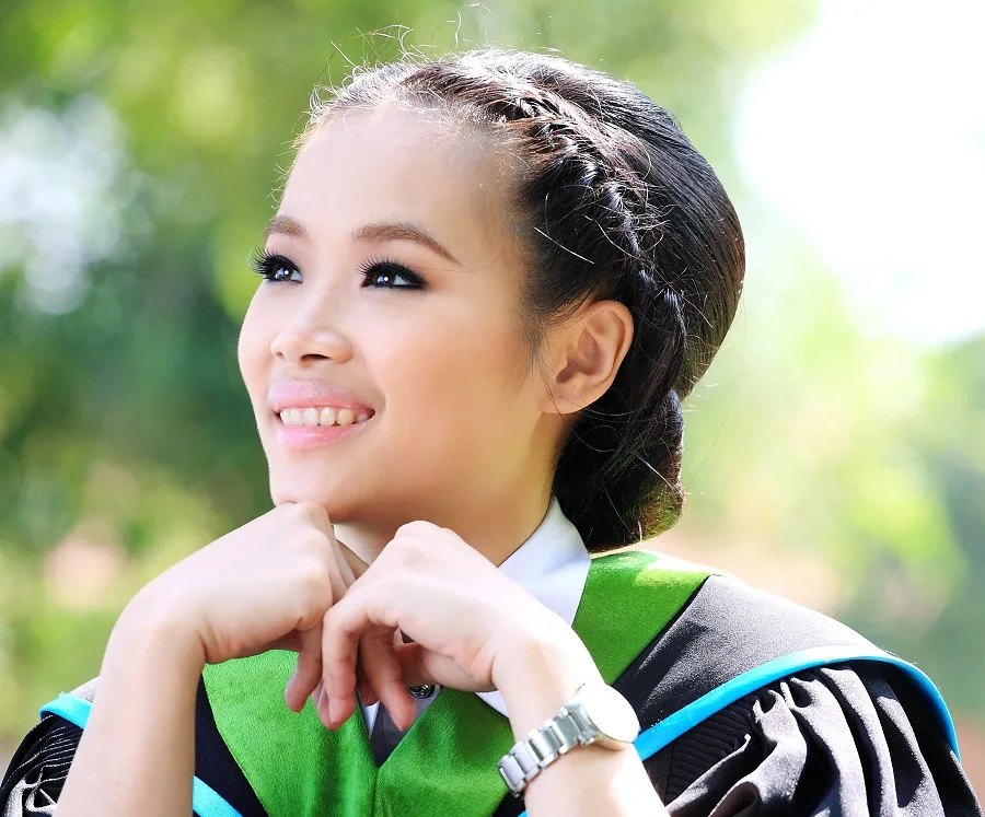 braided updo for graduation