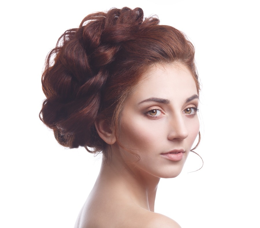 braided updo for round faces