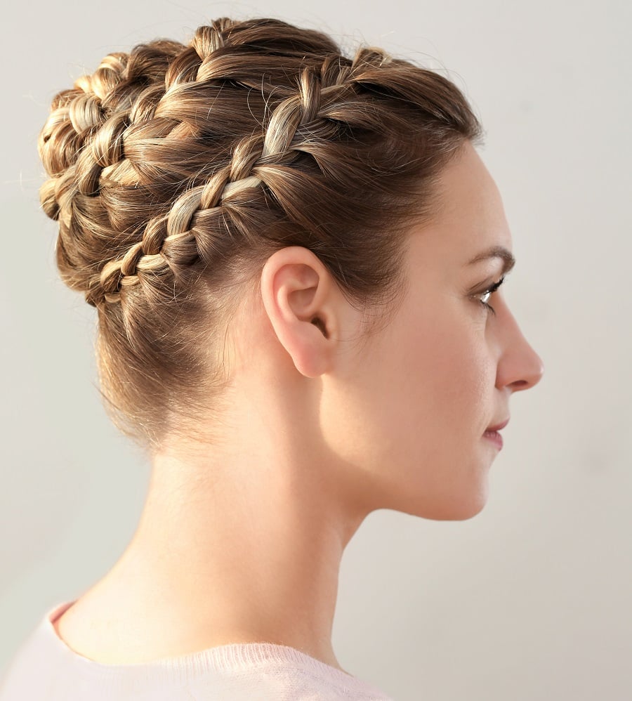 braided updo hairstyle for amusement park