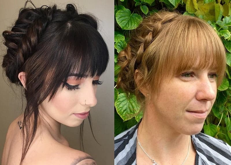 braided updo with bangs
