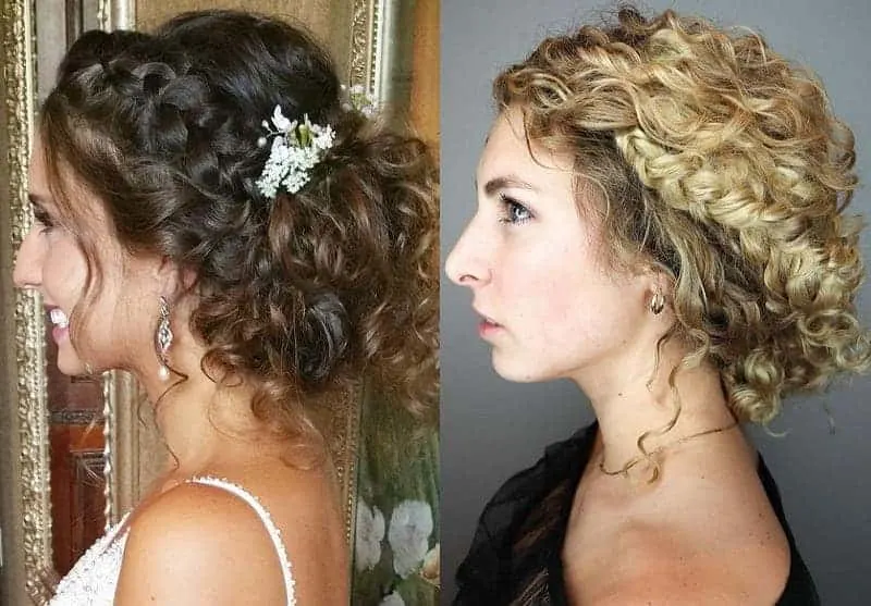 braided updo with curls