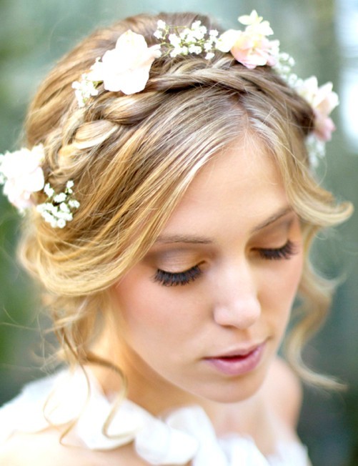 nice flower with braided updos hairstyle