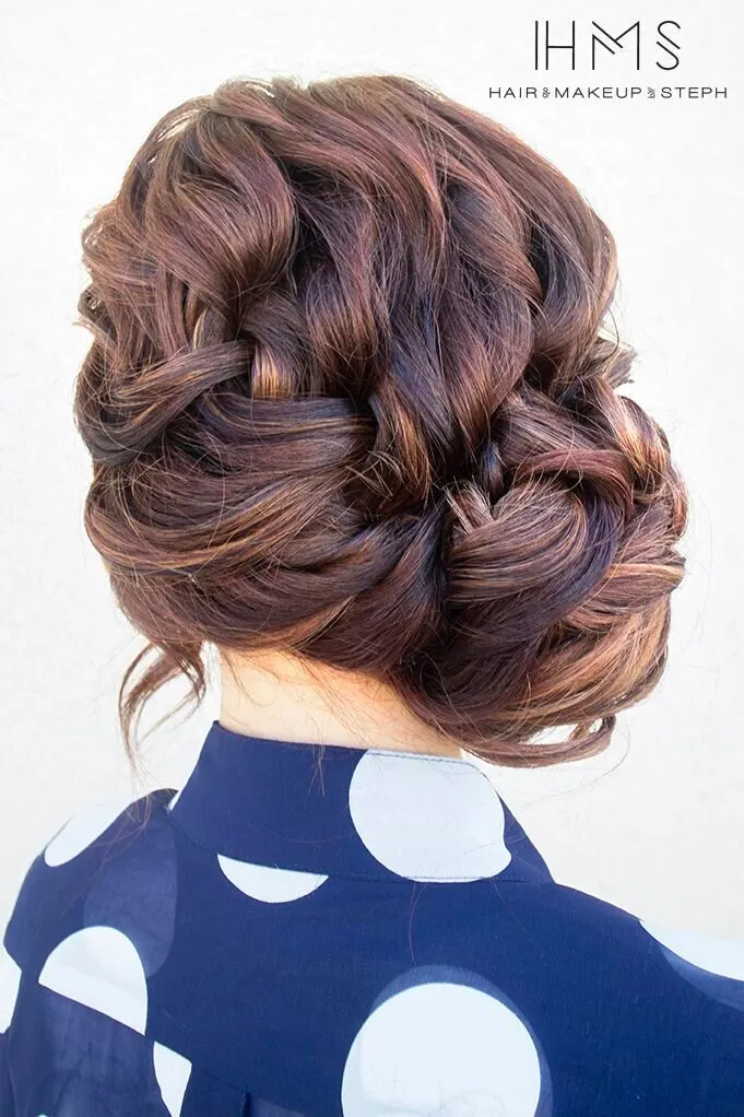 Voluminous braided updos hairstyle for cute girl