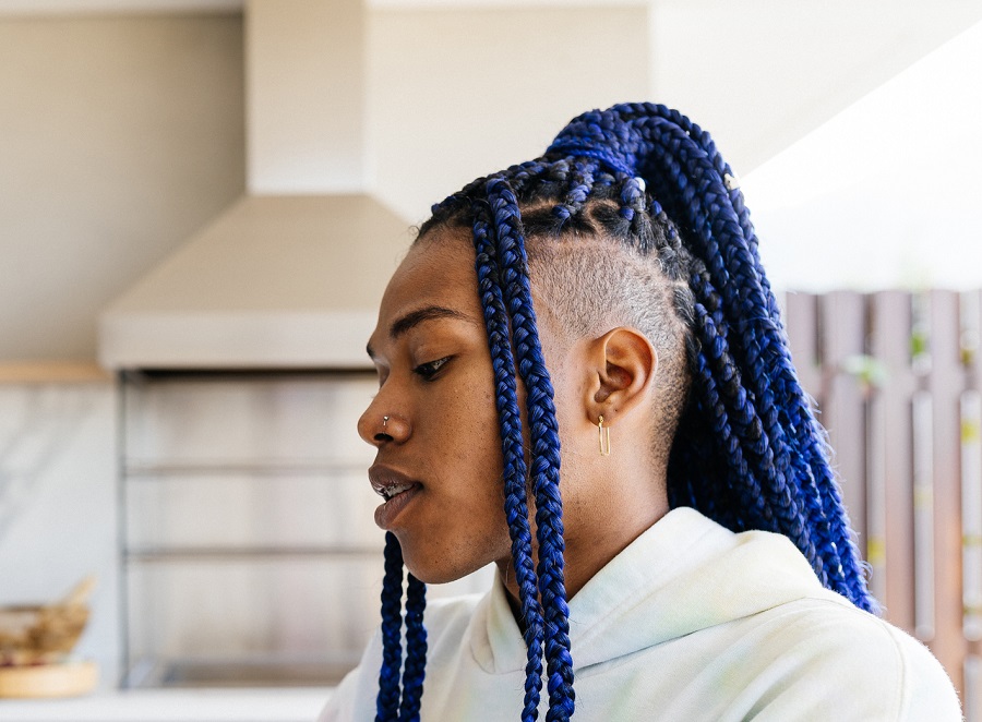 braids with shaved sides for black hair 