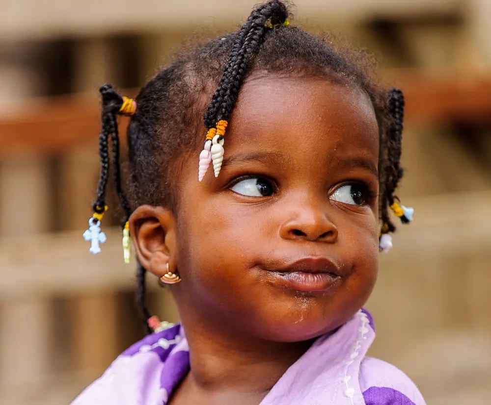 little girls with beaded braids