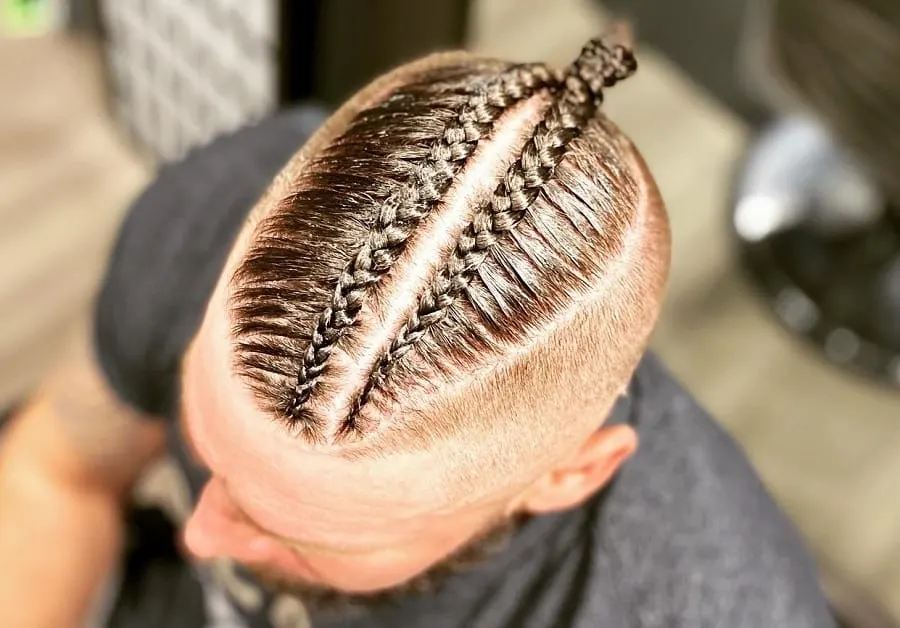 man bun braids with shaved side