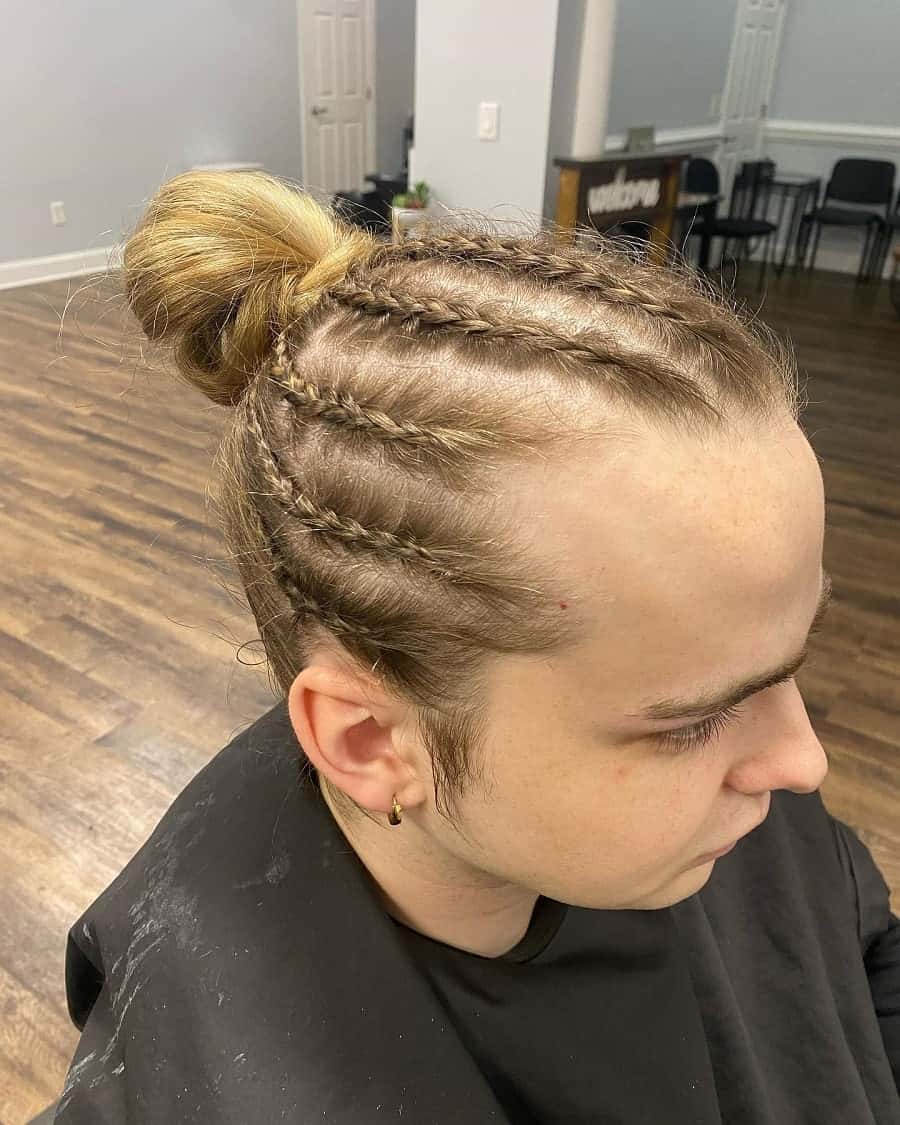 man bun braids for blonde hair